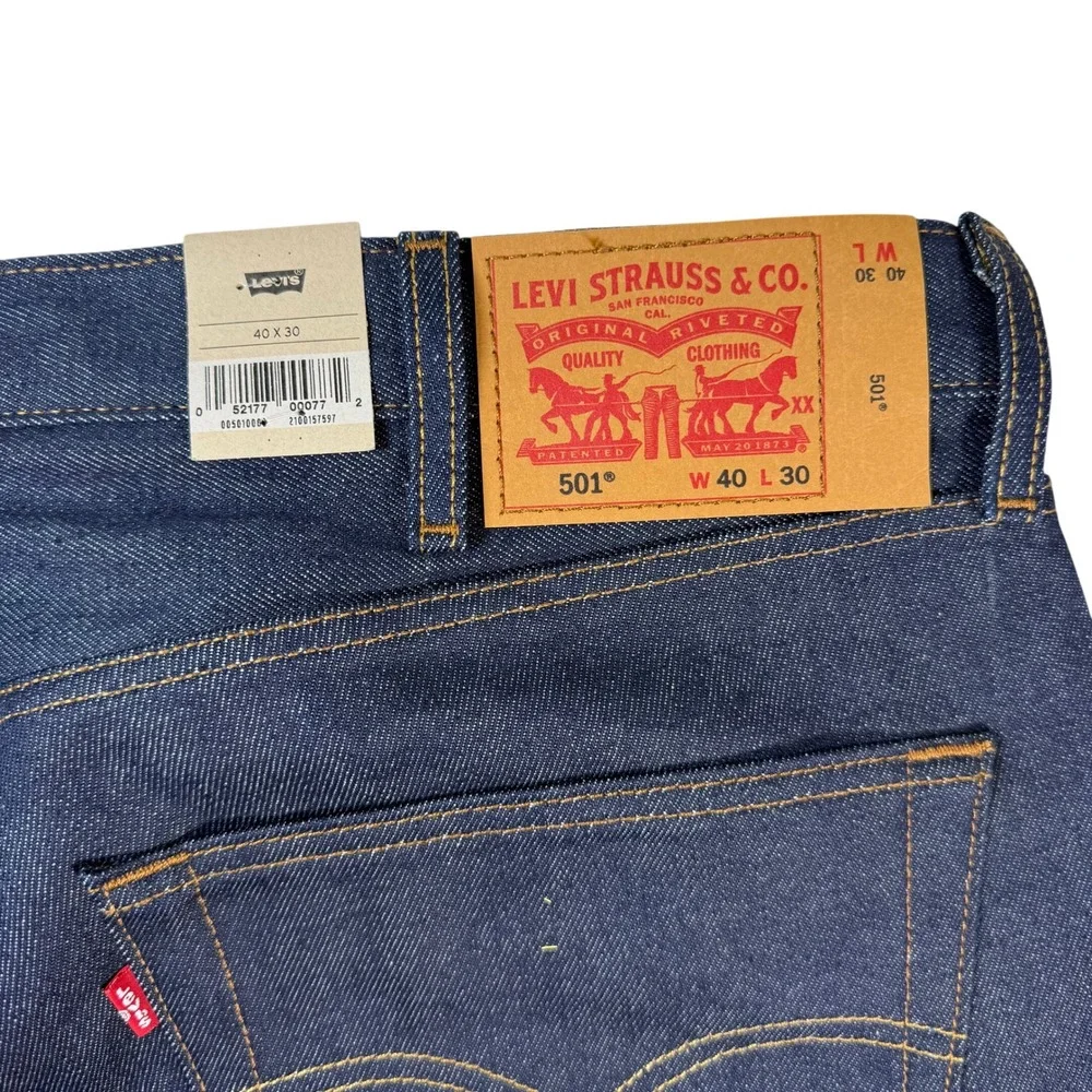 NWT Levi's 501 Original Shrink to Fit Rigid Denim Jeans Men's 40x30